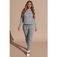 Femme Luxe Women's Hoodie & Joggers Loungewear Set in Grey | Size: 6