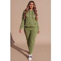 Femme Luxe Women's Hoodie & Joggers Loungewear Set in Khaki | Size: 6