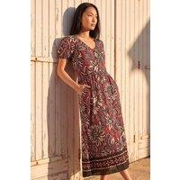 Roman Women's Border Print Dress in Copper | Size: 10