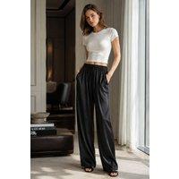 Lovii Women's Women Ice Silk Cooling Wide Leg Pants Light Comfortable Black | Size: 10