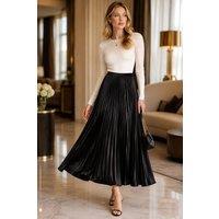 Lovii Women's Luxe Elegance Premium Pleated Maxi Skirt Black | Size: 8-10
