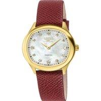 Gevril Women's Morcote Swiss Diamond Watch White MOP Leather Strap in Red