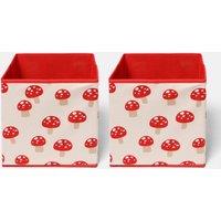 OHS 2 x Kids Printed Storage Box Folding Cube Toy Organiser in Red