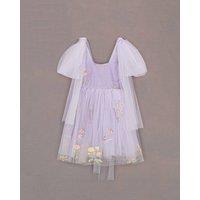 UK Flower Girl Boutique Girl's Enchanted Angel Dress - Embroidered Lilac in Pale Lilac | Size: 2-3 Years