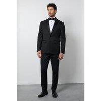 Burton Men's Black Satin Tape Slim Fit Tuxedo Trousers | Size: 36S