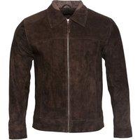 Infinity Leather Men's Retro Goat Suede Leather Biker Jacket in Brown | Size: Medium