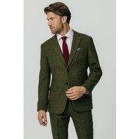 Dobell Men's Green Windowpane Check Tweed 2 Piece Suit | Size: 42R