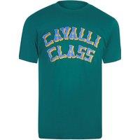 Cavalli Class Men's Short Sleeve Crew T-shirt in Teal | Size: XL