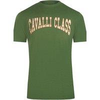 Cavalli Class Men's Short Sleeve Crew T-shirt in Olive | Size: XL