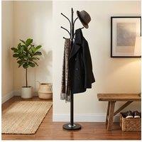 Living and Home Freestanding Metal Hat Coat Rack Stand in Black