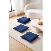Living and Home Set of 4 Comfortable Square Chair Cushions in Dark Blue
