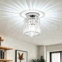 Goeco Crystal Ceiling Light Chandelier for Hallway Living Room Kitchen in Silver