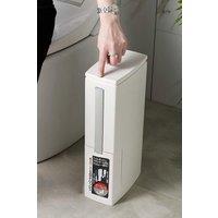 Living and Home 2-in-1 Toilet Waste Bin Brush Set with Toliet Brush Set Bathroom Dustbin Slim Trash Can in White