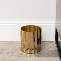 Melody Maison Shiny Gold Metal Fluted Planter Pot / Waste Bin - 15cm X 16cm | Size: 15 cm X 16 cm