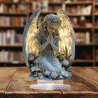 Quipulse Acrylic Flat Praying Angel Figurine in Grey