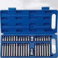 NESTLUNE 40PC Hex Torx Star Spline BIT Socket Set 3/8" 1/2"dr in Blue | Size: 1000mm x 400mm