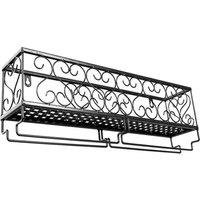 KORVIXA Wall Mounted Metal Wine Glass Rack Shelf in Black | Size: 100 cm x 100 cm
