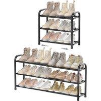 PAWNORA 3 Tier Adjustable Shoe Organizer Shelf in Black