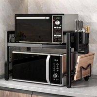 KORVIXA 2 Tier Expandable Microwave oven Rack Stand in Black | Size: 100 cm x 100 cm
