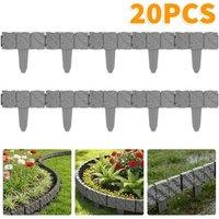 FLAVORA 20PCS Cobbled Stone Effect Garden Lawn in Grey | Size: 100 cm x 15 cm