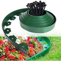 FLAVORA 10M Flexible Garden Border Edging Grass Lawn in Green | Size: 100 cm x 15 cm