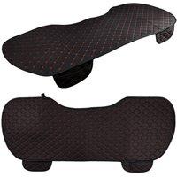 FLAVORA Car PU Leather Rear Back Seat Cover Universal in Black | Size: 100.8 cm - 108.8 cm