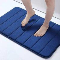 Kelvenix Blue 3 x Memory Foam Bath Mat Extra Soft Non-Slip in Navy