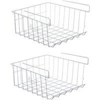 Kelvenix 2 x Large White Under Shelf Table Storage Basket Rack | Size: 0.6m2