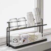 Kelvenix Black 2 Tier Bottle Drying Rack Cup Mug Holder | Size: 0.6m2
