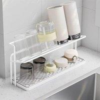 Kelvenix White 2 Tier Bottle Drying Rack Cup Mug Holder | Size: 0.6m2