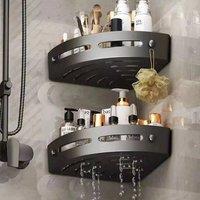 PAWNORA Bathroom Wall Corner Shelf Rack in Black
