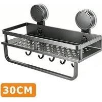 PAWNORA Suction Cup Bathroom Shelf 30cm Rod in Grey