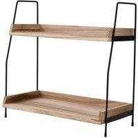 KORVIXA 2 Tier Wooden Metal Organizer Shelf in Beige | Size: 100 cm x 100 cm
