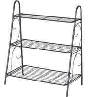 KORVIXA 3 Tier Metal Shoe Rack Bathroom Storage Unit in Black | Size: 60 cm x 100 cm