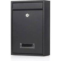 FLAVORA Secure Wall Mounted Post Box Large Black Outdoor