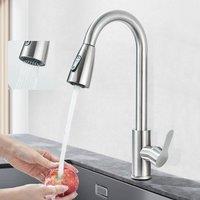 EONLION Monobloc Kitchen Sink Mixer Tap with Pull Out Hose in Silver | Size: 1000mm 2000mm