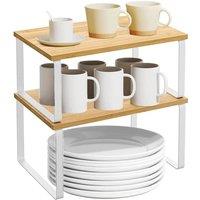 EONLION Kitchen Spice Rack Organiser Set of 2 Bamboo Shelves in Brown | Size: 100 cm