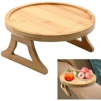 EONLION Armchair Flexible Tray Folding Drink Holder Serving Table in Brown | Size: 100 cm