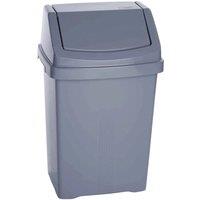 PAWNORA 50 Liter Plastic Swing Lid Kitchen Bin Silver | Size: 0.6m2