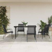 Berkfield Home 5 Piece Garden Dining Set Black Steel & Textilene