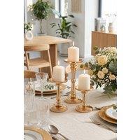 Living and Home Set of 3 Decorative Candlesticks Pillar Candle Holders in Gold