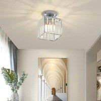 Goeco Square Crystal Semi Flush Mount Ceiling Light, E27 in Silver