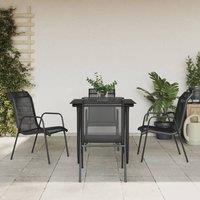 Berkfield Home 5 Piece Garden Dining Set Black Steel & Textilene