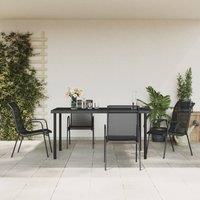 Berkfield Home 5 Piece Garden Dining Set Black Steel & Textilene