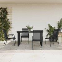 Berkfield Home 5 Piece Garden Dining Set Black Steel & Textilene