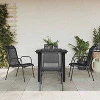 Berkfield Home 5 Piece Garden Dining Set Black Steel & Textilene