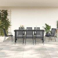 Berkfield Home 9 Piece Garden Dining Set Black Steel & Textilene