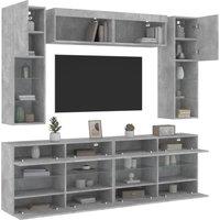 Berkfield Home 6 Piece TV Wall Cabinet Set with LED Lights Concrete Grey