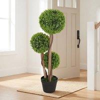 STILVORA Artificial Boxwood Trees Set of 2 in Pot in Green