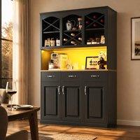 STILVORA Kitchen Cabinet with 3 Drawers, 3 Doors & LED, Black